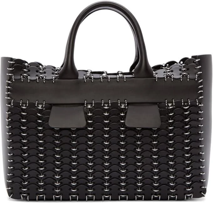 Paco Rabanne Chain-Mail 14#01 Cabas Small Tote Bag in Black