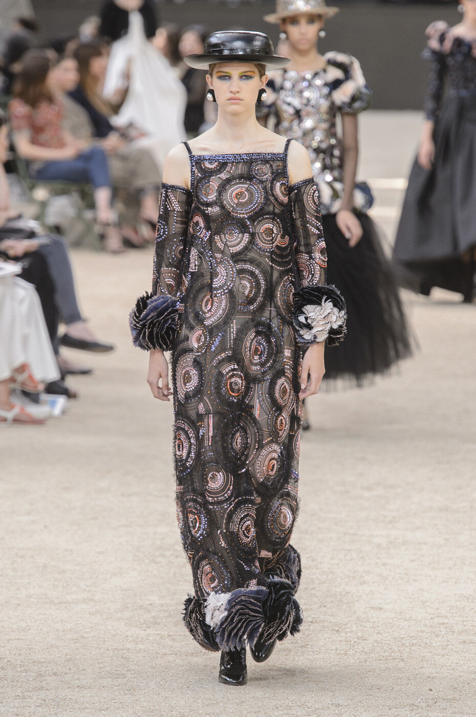 Chanel HC Embellished Cold-Shoulder Gown with Floral Trim — UFO No