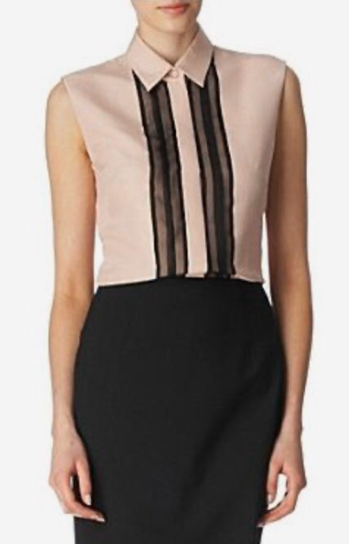 Hugo Boss Sleeveless Ribbon Trims Blouse in Pink