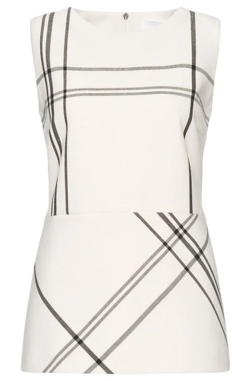 Hugo Boss Lamma Checked Peplum Top in White