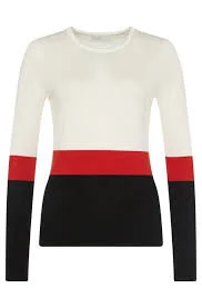 Hugo Boss Faye Virgin Wool Colorblock Sweater