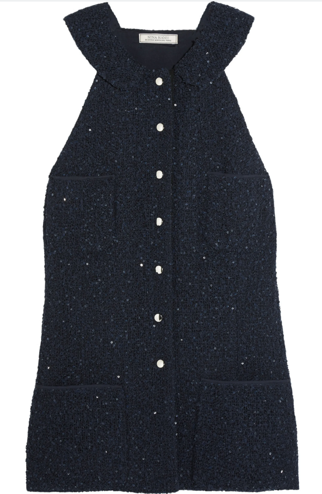 Nina Ricci Sequined Bouclé-Tweed Top in Midnight Blue