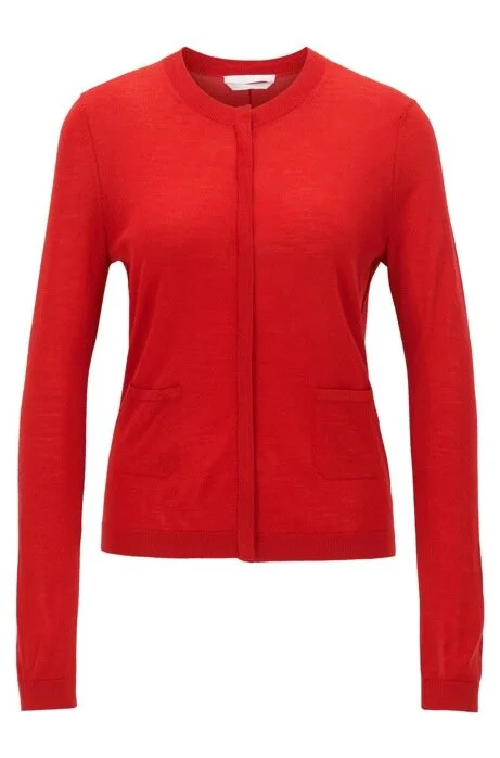 Hugo Boss Fuyuma Cardigan in Crimson Red