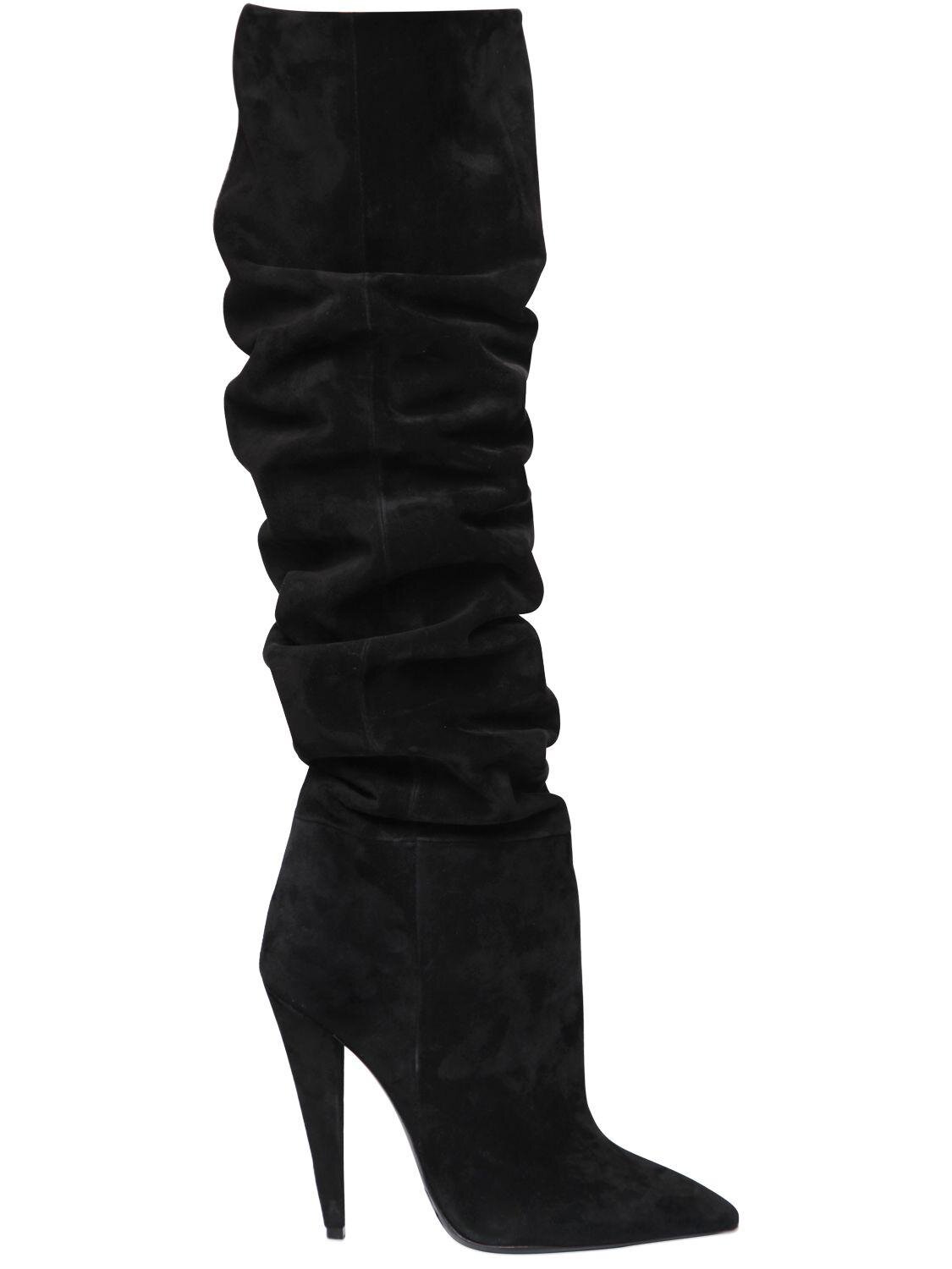 Saint Laurent Era Knee-High Slouchy Boots in Black Suede.jpg
