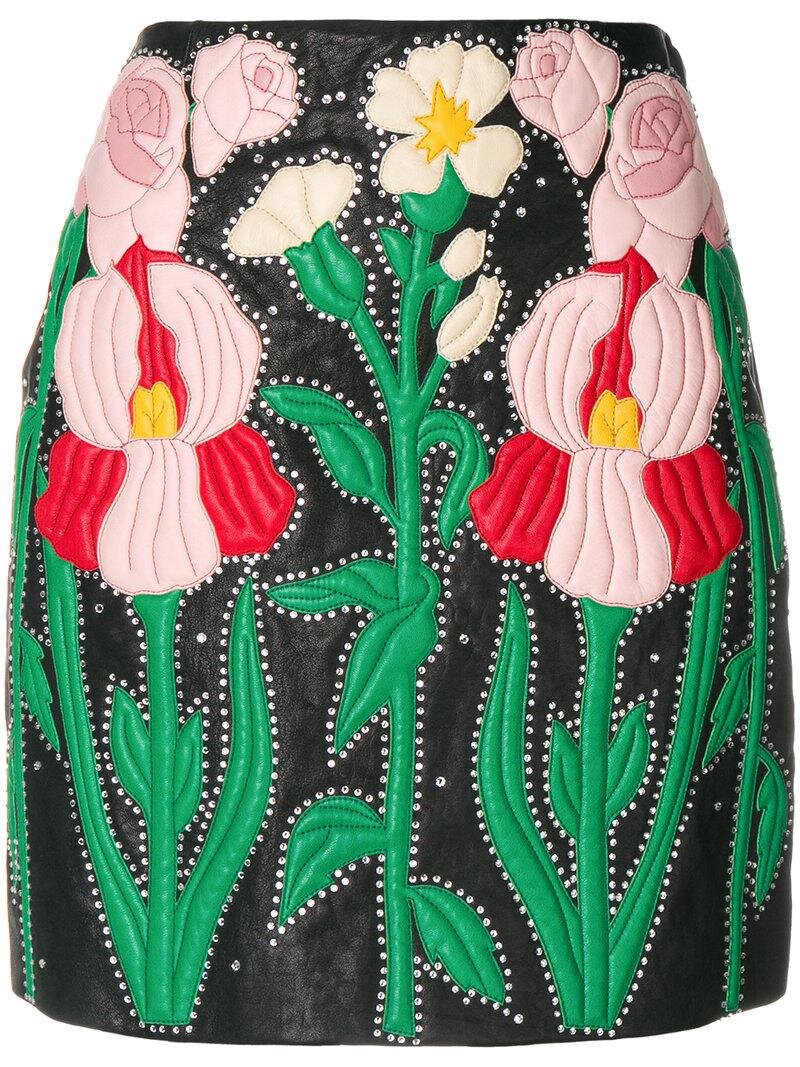 Gucci Floral-Embroidered Embellished Leather Mini Skirt.jpg