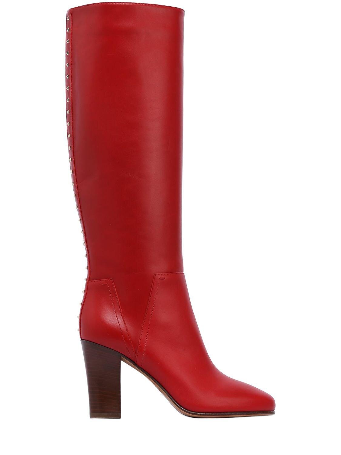 Valentino Lovestud Knee-High Boots in Red Leather.jpg