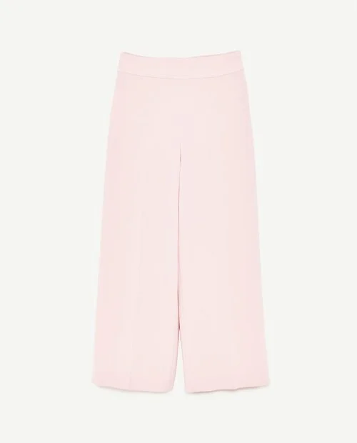 Zara High-Waist Cropped Trousers in Pastel Pink