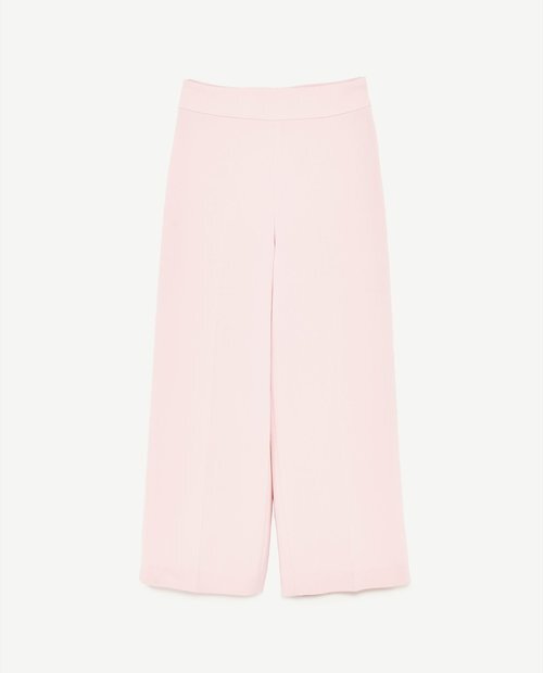 Zara High-Waist Cropped Trousers in Pastel Pink — UFO No More