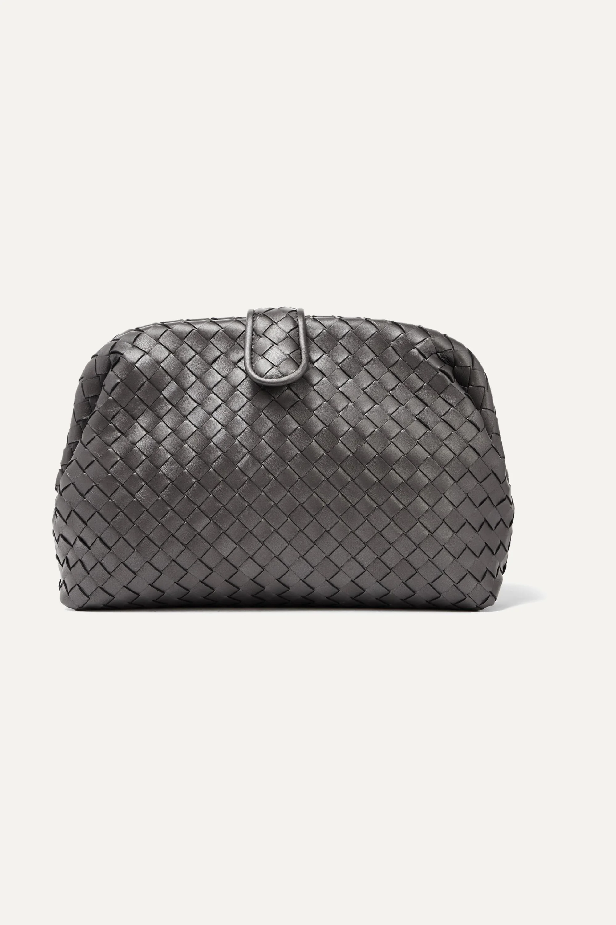 Bottega Veneta Lauren 1980 Intrecciato Leather Clutch in Charcoal