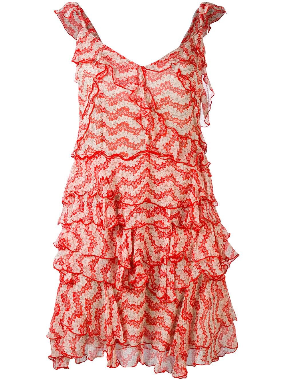 The Kooples Jasmine Print Ruffle Dress in Red.jpg