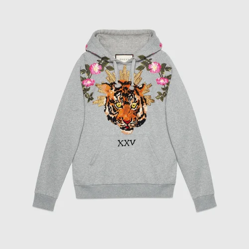 Gucci Tiger Floral Embroidered Hooded Sweatshirt UFO No More