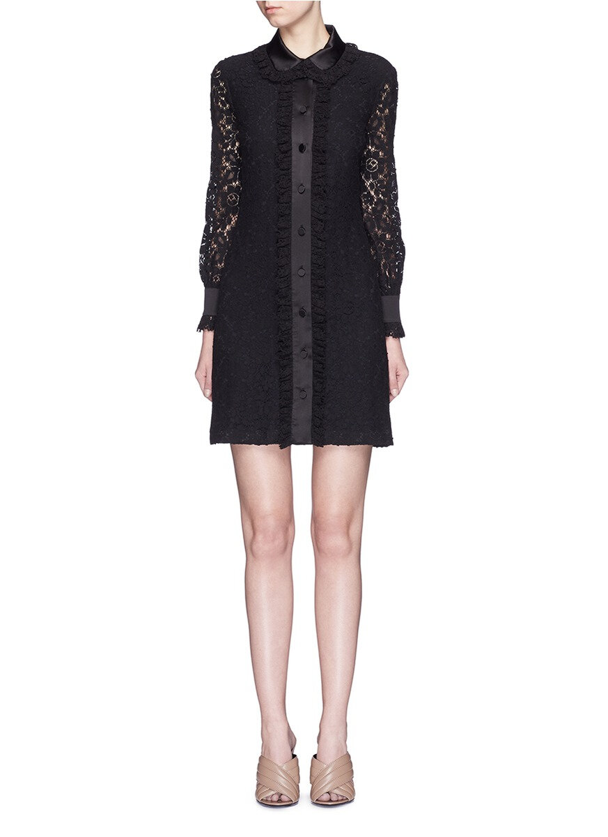 Gucci Cluny Lace Shirtdress in Black ...