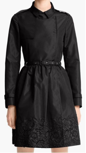 Valentino Lace Hem Faille Trench Coat