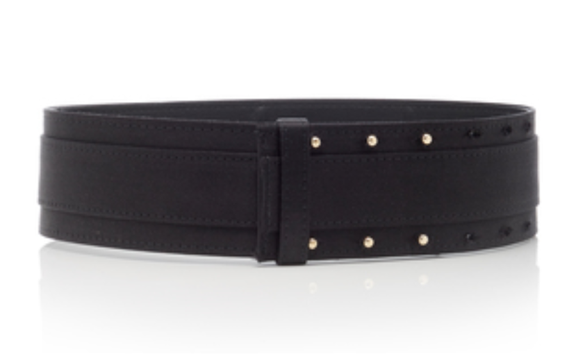 Brandon Maxwell Wool Satin Waist Belt in Black