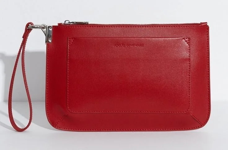 Adolfo Dominguez Aspen Wristlet Clutch in Red Leather