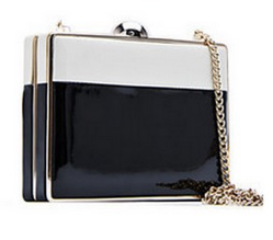 Mango Two-Tone Box Clutch in Black/White