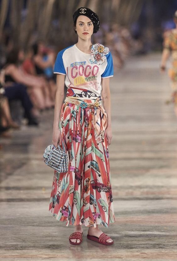Chanel Floral-Print Silk Tiered Midi Skirt — UFO No More