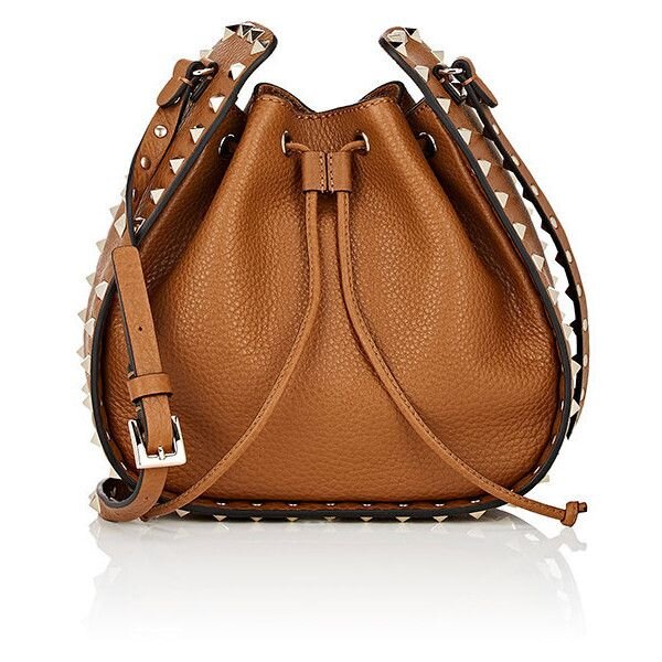 Valentino Rockstud Small Bucket Bag in Tan Leather.jpg