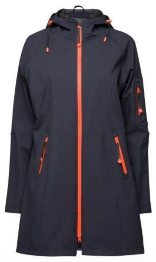 Ilse Jacobsen 3/4 Raincoat in Navy and Orange