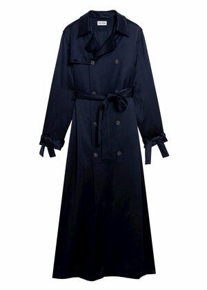 Alter Designs Long Trench Coat In Navy, How To Alter A Trench Coat