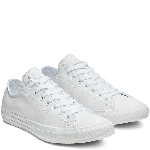 Converse Chuck Taylor All Star Low Top Shoes in White Mono Leather — UFO No  More