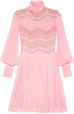 Gucci Tiered Silk-Chiffon Gown in Pink
