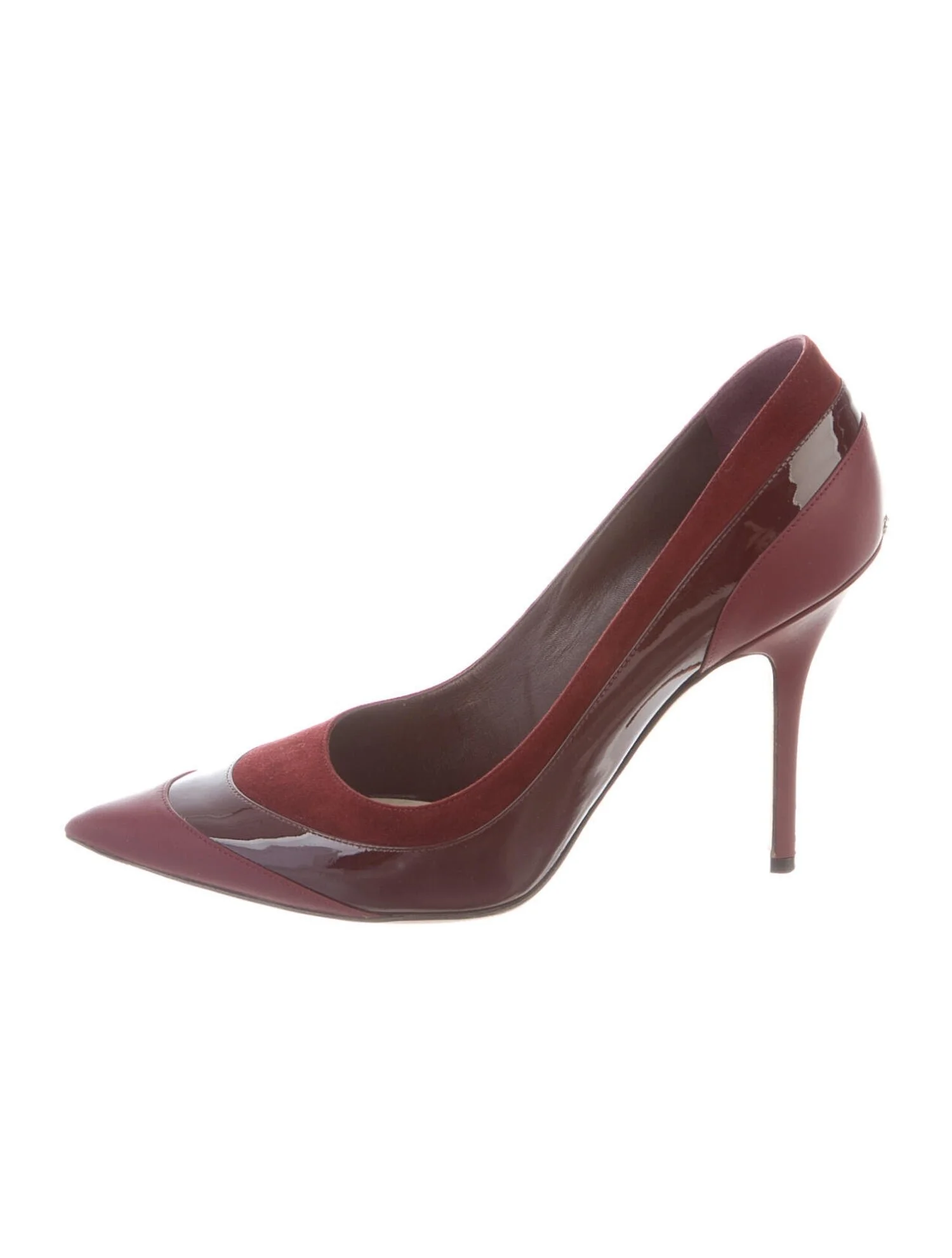 Christian Dior Textured Patent Leather Pumps in Burgundy
