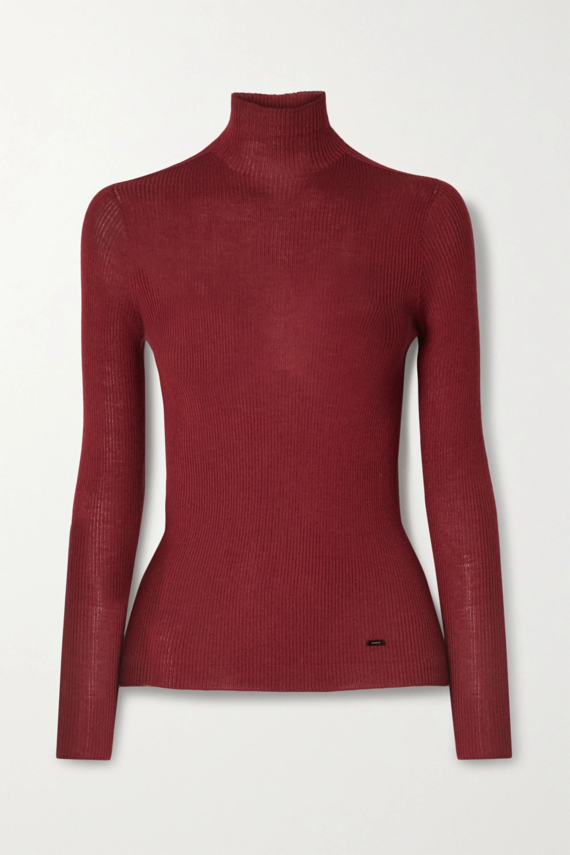 Akris Ribbed Turtleneck Sweater in Burgundy