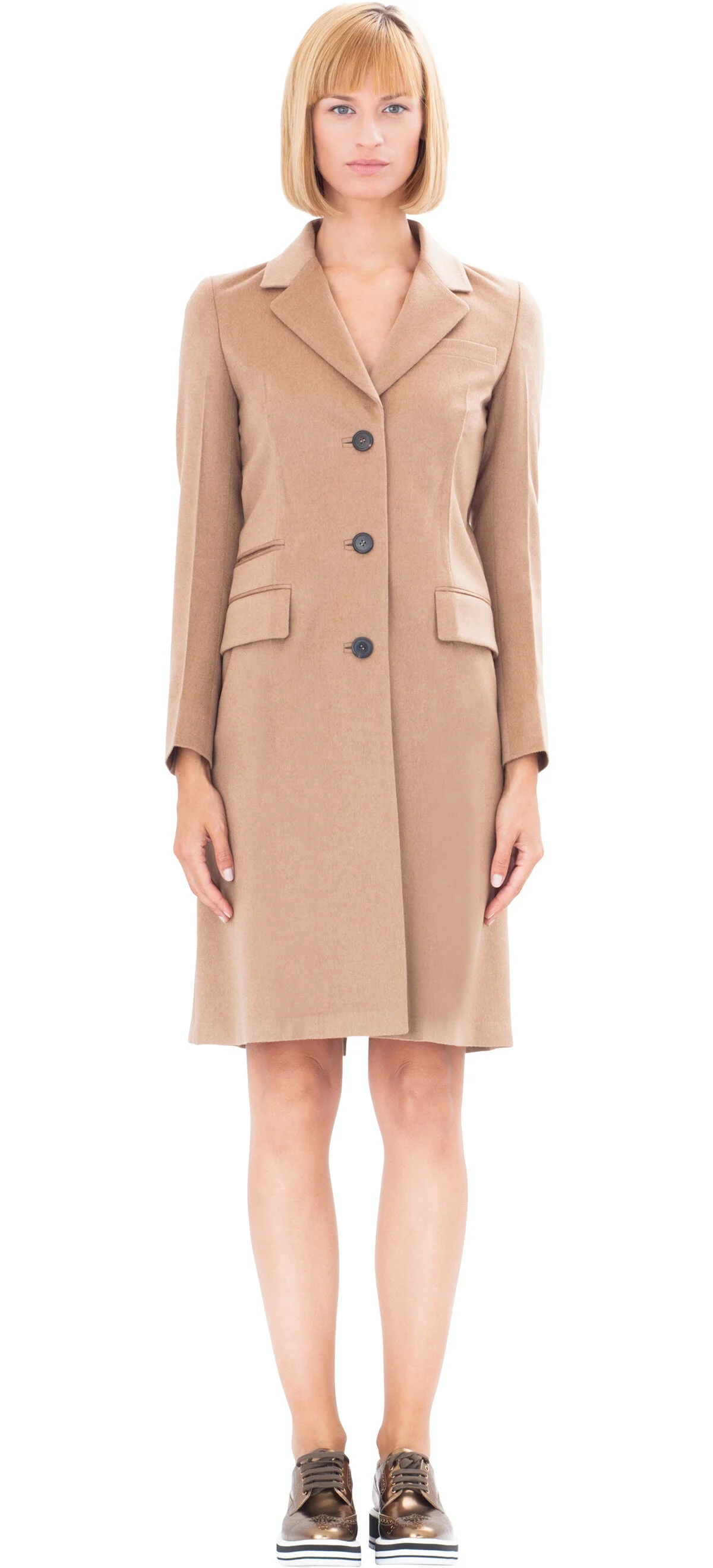 Prada Single-Breasted Wool Coat in Camel.jpg