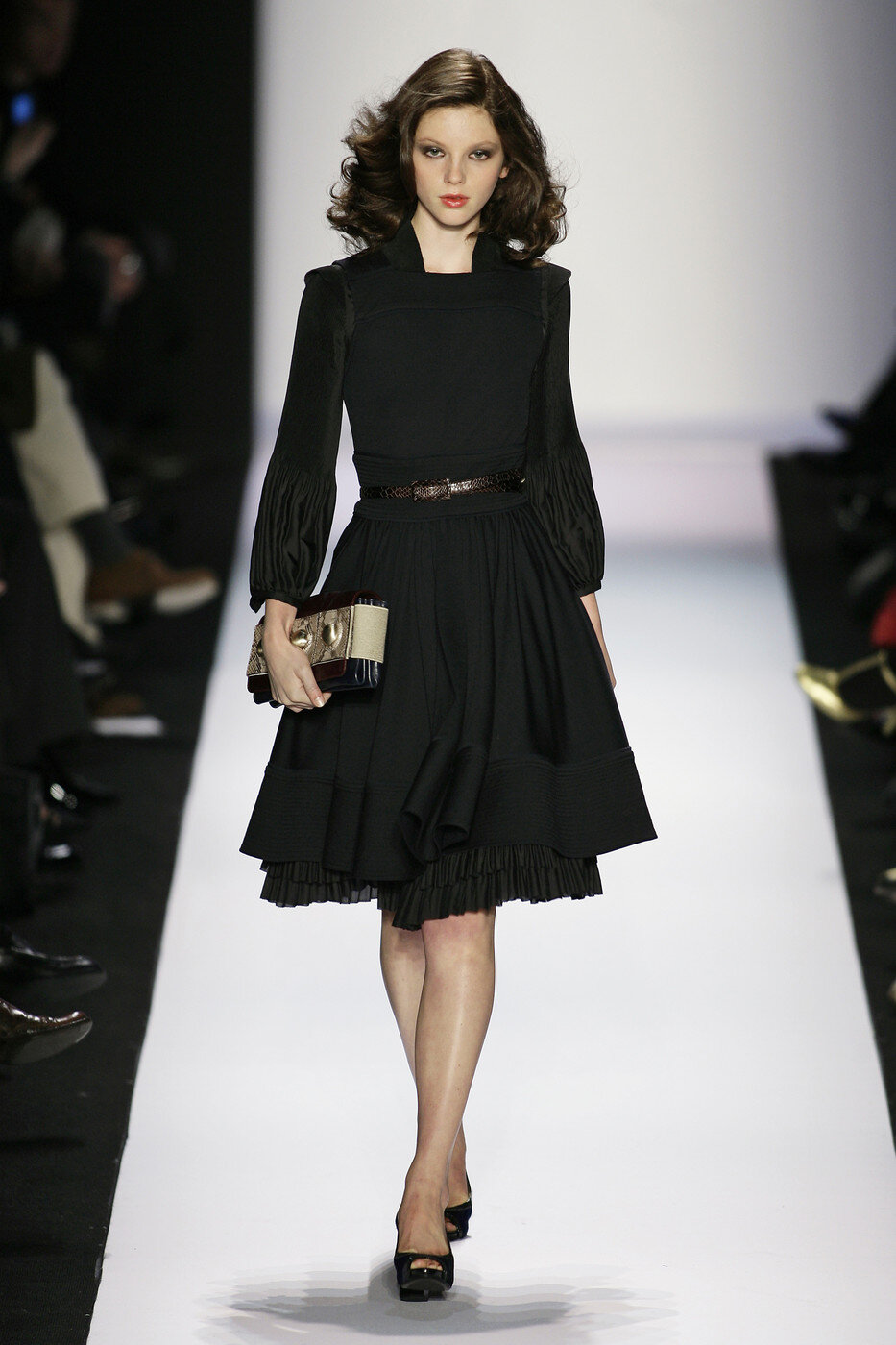 Diane von Furstenberg Pleated Tiered Wrap Dress in Black.jpg