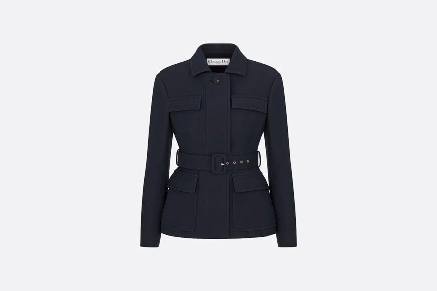 Christian Dior Safari Jacket with Belt in Black Check Print