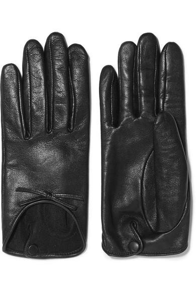Agnelle Josie Bow-Embellished Gloves in Black Leather.jpg