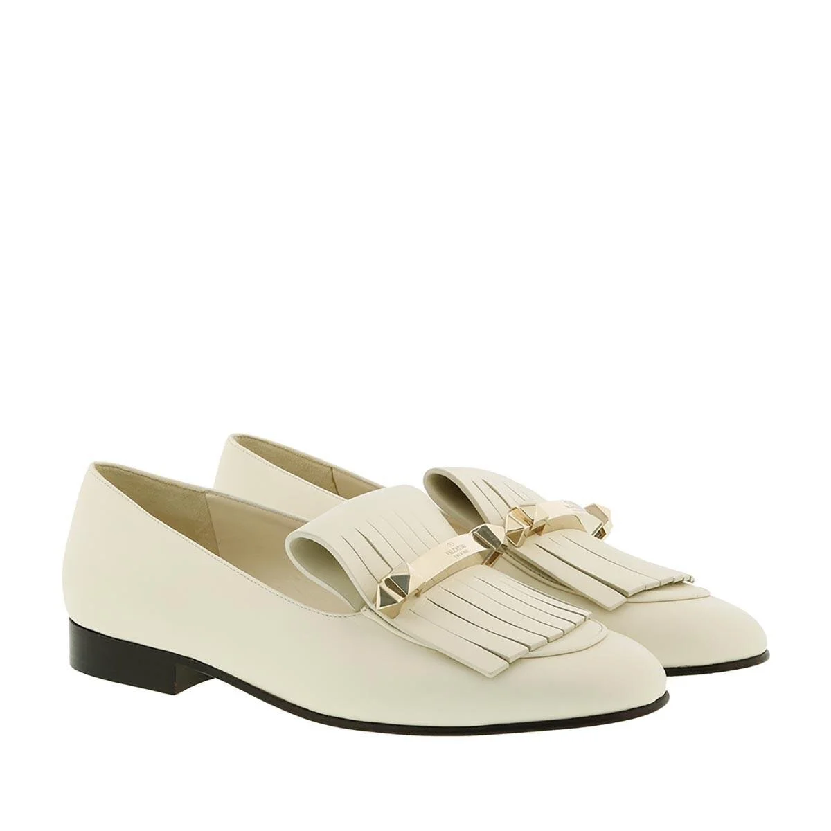 Valentino Uptown Fringe Loafers in Ivory