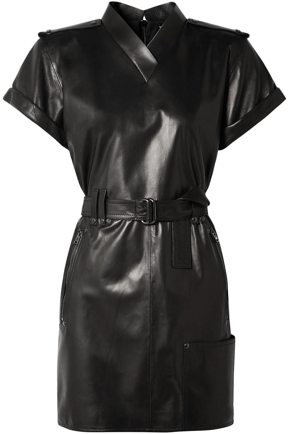 Tom Ford Belted Leather Mini Dress in Black.jpg