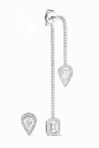 Messika My Twin Mismatched Earrings in 18k White Gold Diamond.jpg