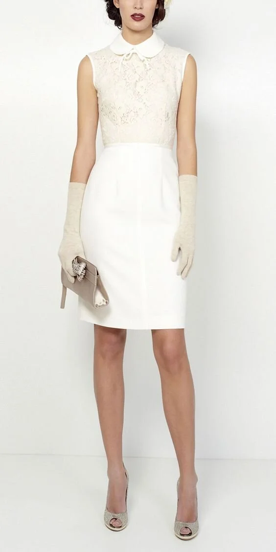 Oky Coky Peter Pan Collar Sheath Dress in White