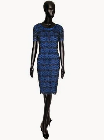 Felipe Varela Embroidered Lace Mesh Dress in Blue