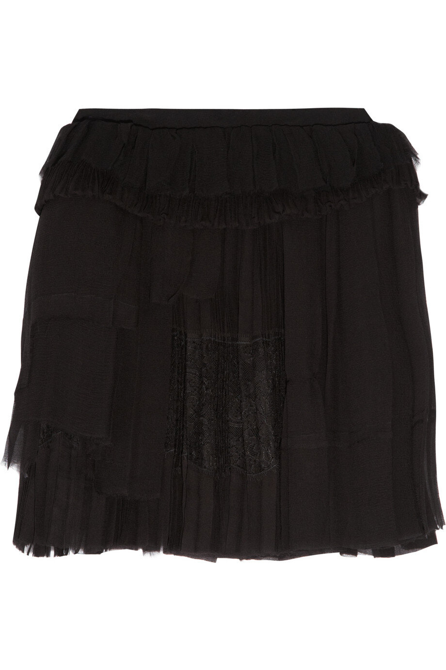 Nina Ricci Tiered Silk-Chiffon Skirt in Black — UFO No More