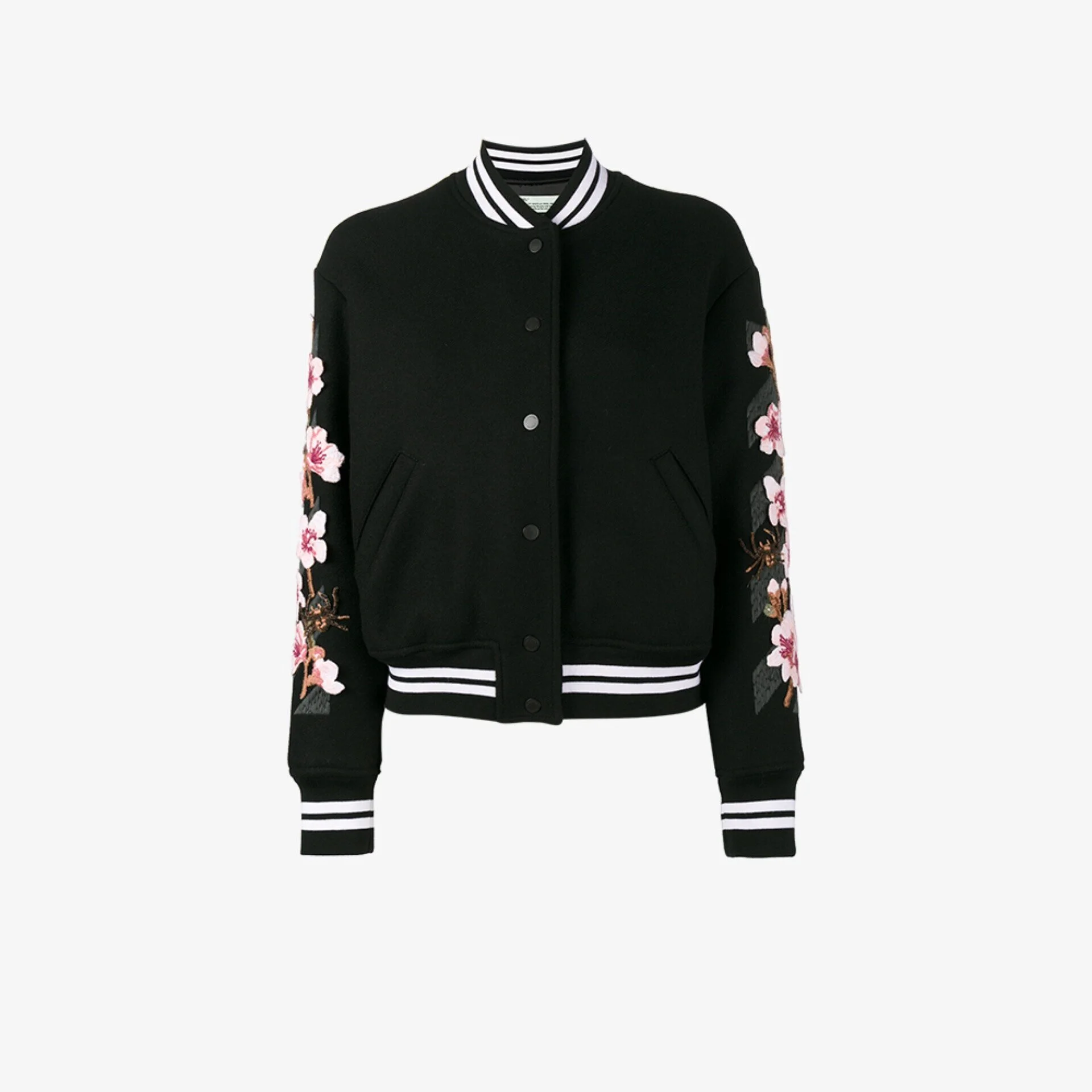 Off-White Floral Embroidered Varsity Jacket