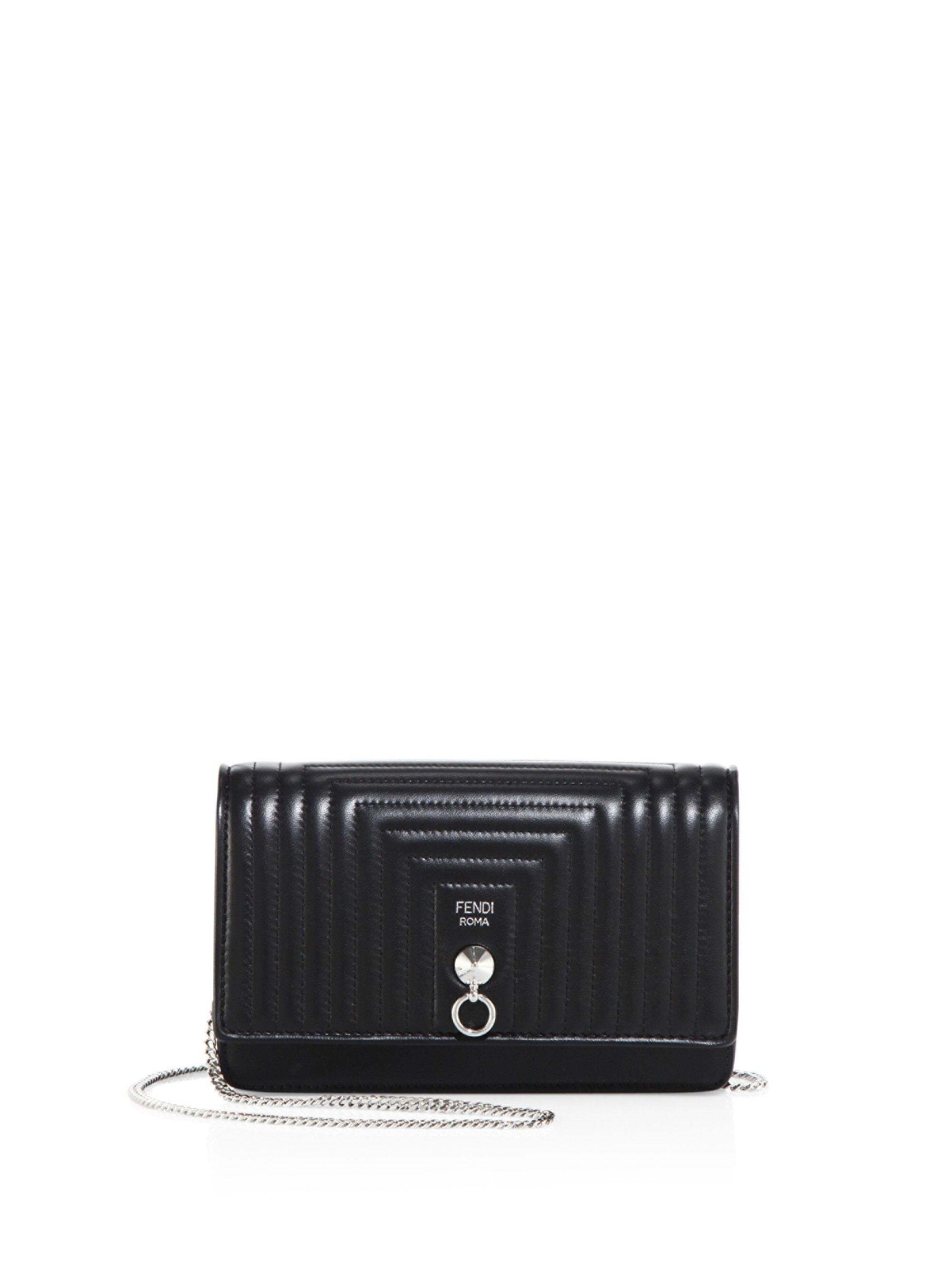 Fendi Dotcom Quilted Leather Chain Wallet in Black.jpg