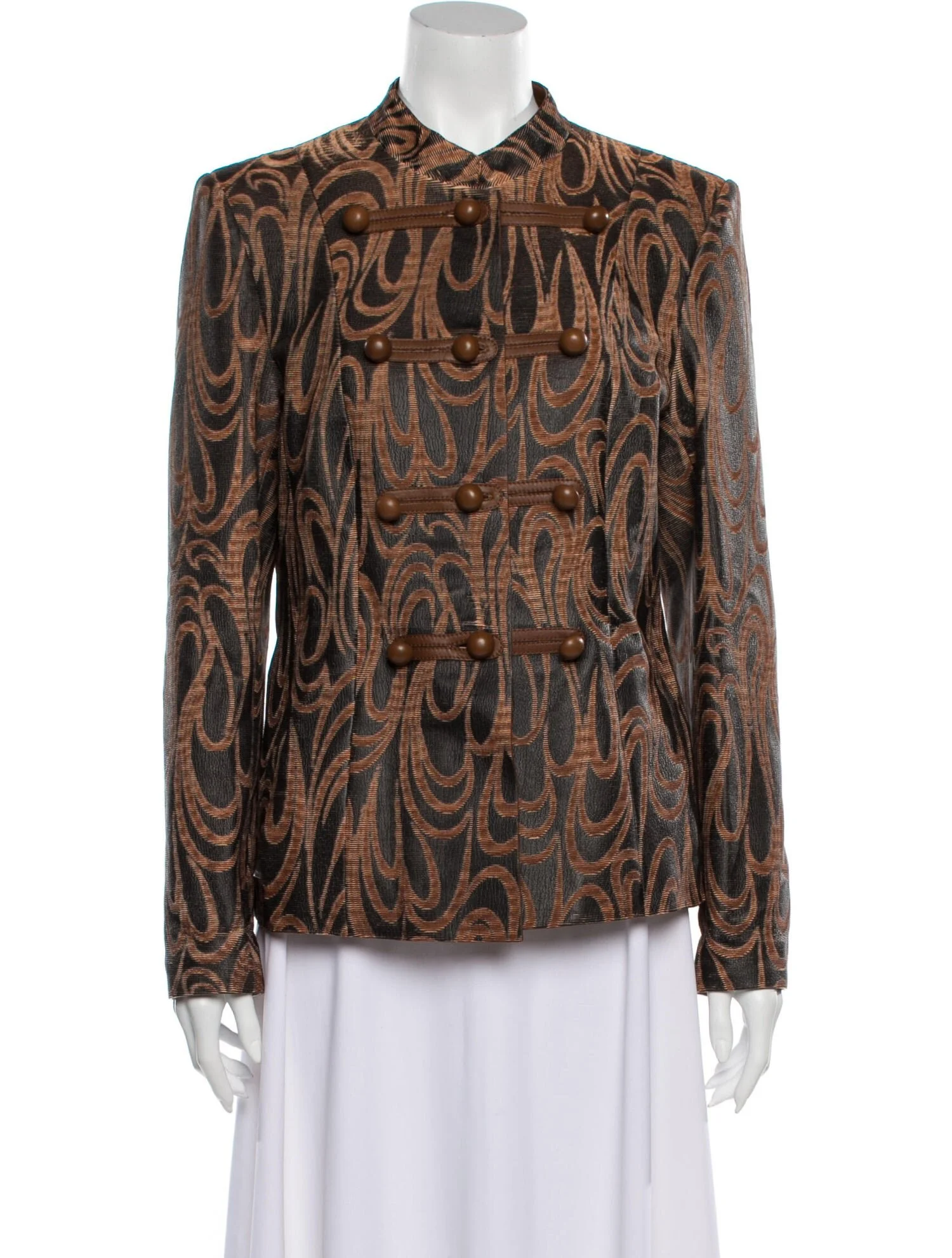 Giorgio Armani Lamb Leather Printed Jacket in Brown