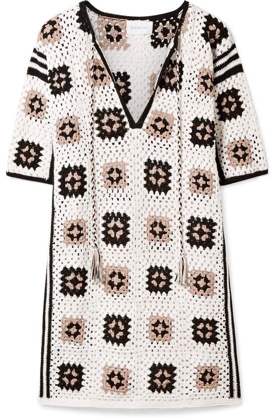 Eleven Six Tia Crocheted Pima Cotton Mini Dress in Ivory.jpg