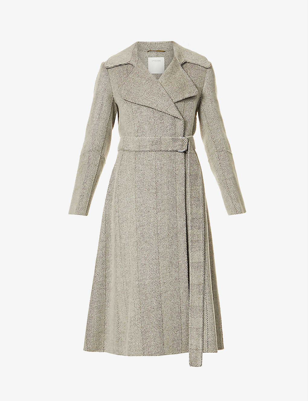 Sportmax Panarea Herringbone-Print Wool Coat in Grey