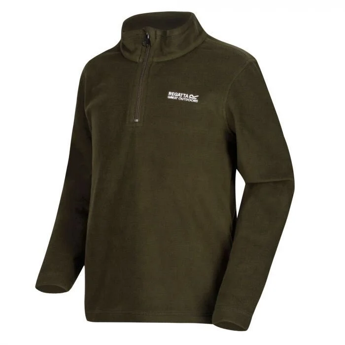 Regatta Kids Hot Shot II Lightweight Half Zip Fleece in Dark Khaki
