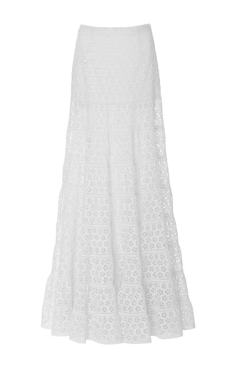 Giambattista Valli Floral Lace Maxi Skirt in White — UFO No More