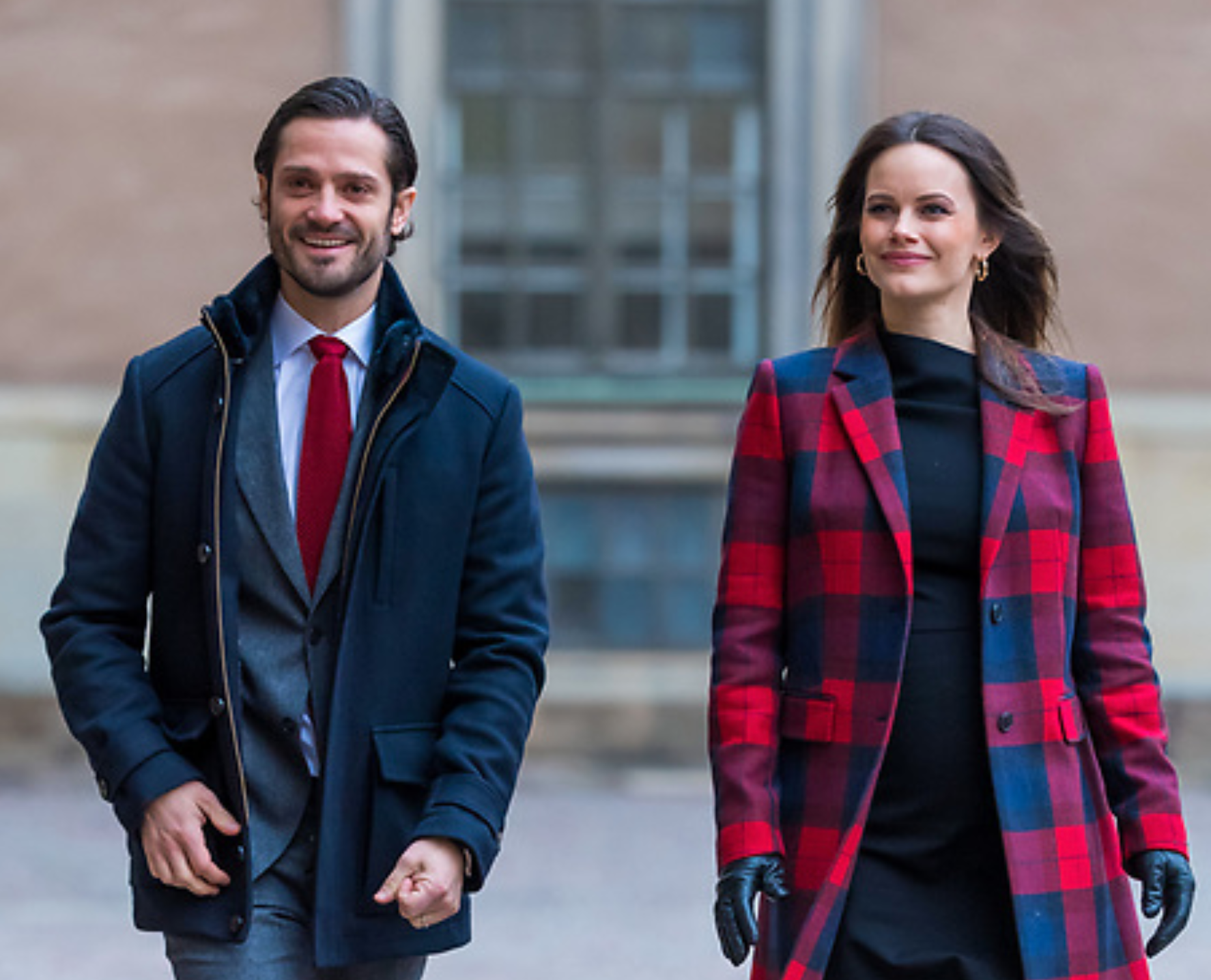 Prince Carl-Philip and Princess Sofia receive Christmas trees at the Royal Palace