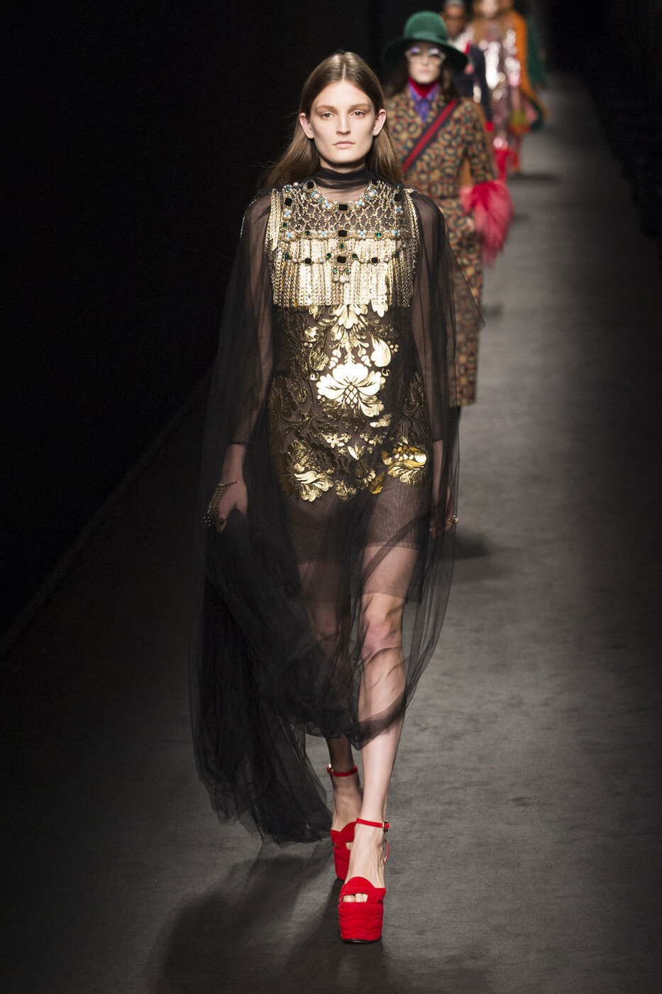 Gucci Metallic-Embroidered Tulle Dress.jpg