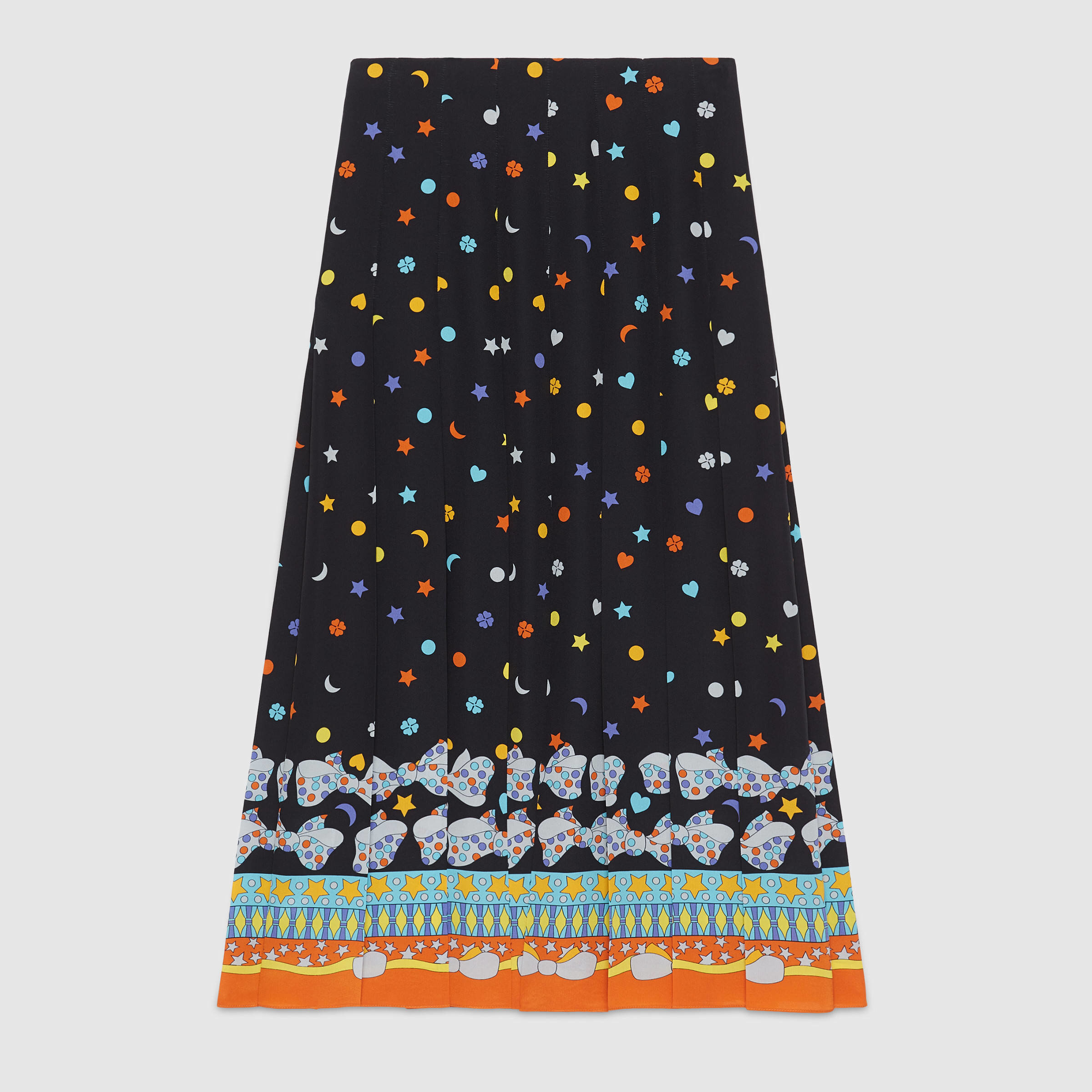 Gucci Bow-Print Silk Pleated Skirt.jpg