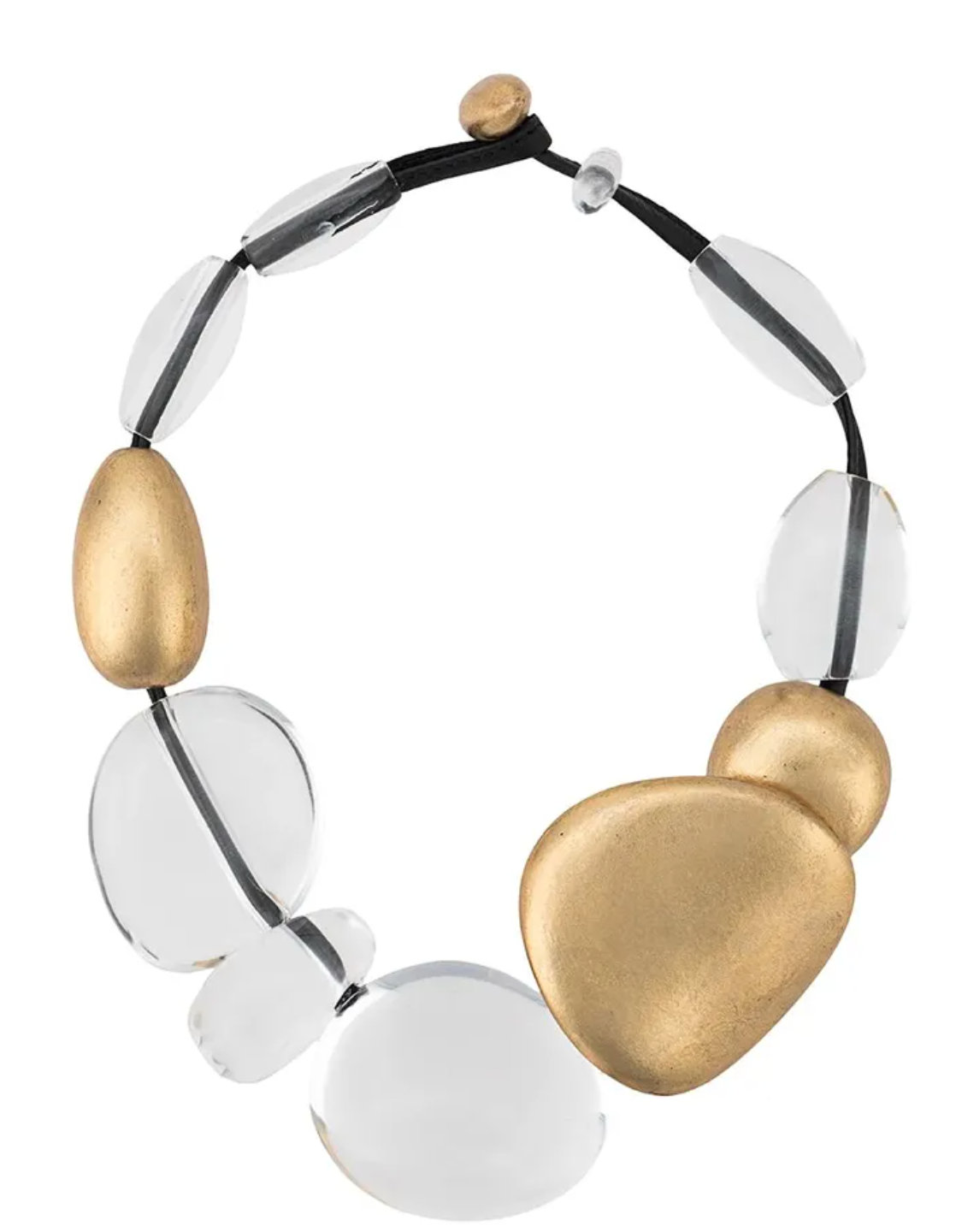 Monies Oversized Beads Necklace in Gold and White