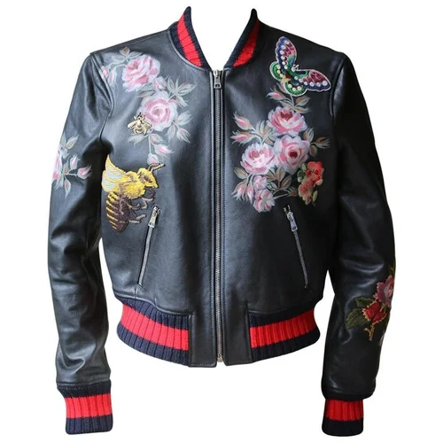 Leather Blouson Jacket in Black - Gucci